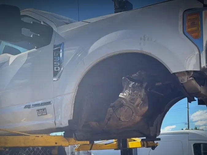 Diesel engine being serviced at Phil's Electric Auto Expert in Pompano Beach